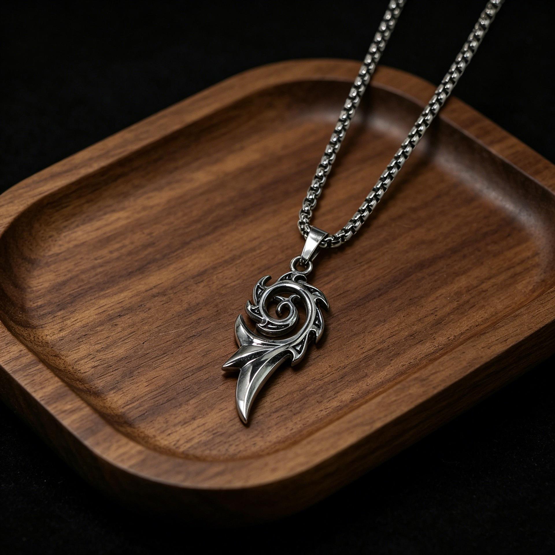 Men s Hip Hop Retro Dog Tag Titanium Steel Necklace - Trendy European/American Pendant