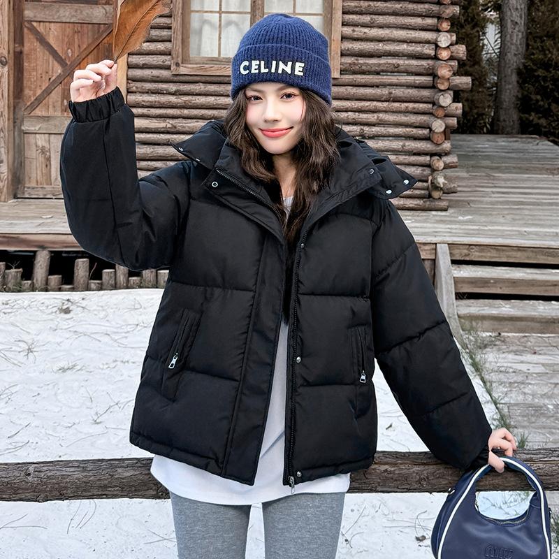 Winter Damen Kurze Verdickte Thermische Baumwolljacke mit Kapuze