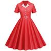 QICED Women's Fashion Summer Spring Solid Color Print V-Neck Short Sleeve Casual Dresses
