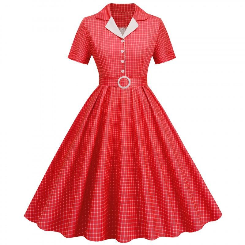 QICED Women's Fashion Summer Spring Solid Color Print V-Neck Short Sleeve Casual Dresses