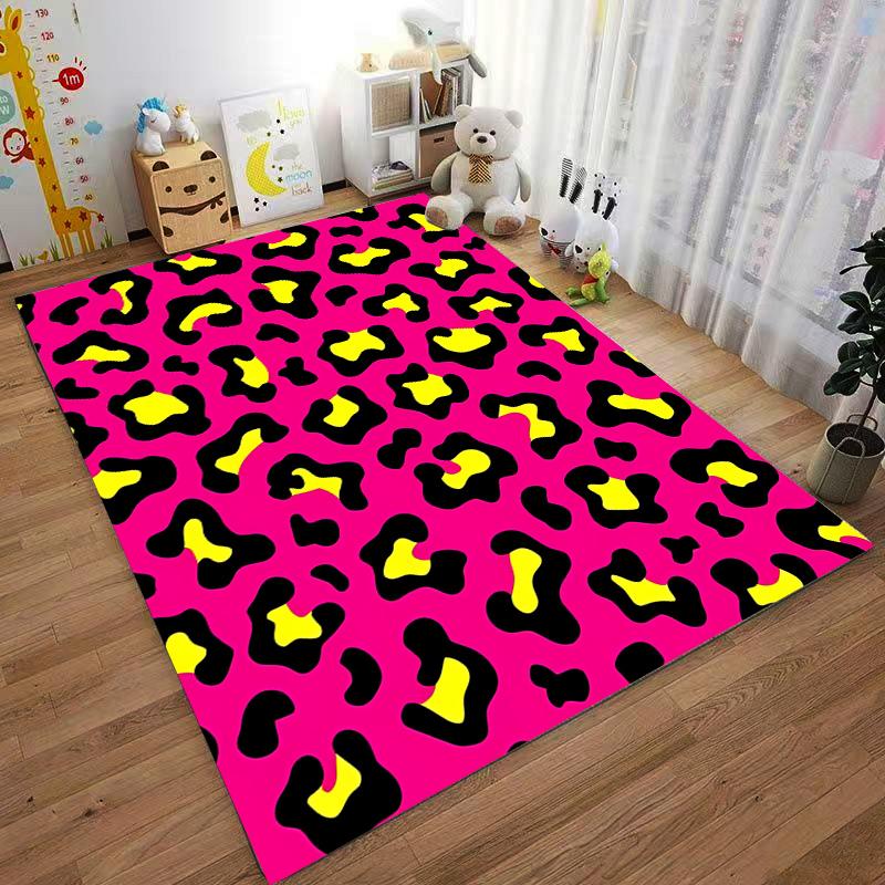 Leopard Pattern Carpet with Gradient Pink-Purple Background, Modern Animal Print Style Suitable for use san anti-slip for room and bedroom sofas