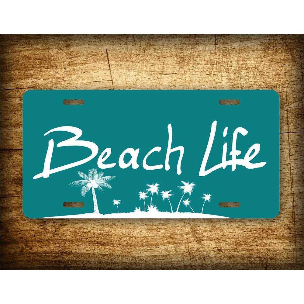 Personalized Beach Life License Plate UV Resistant Palm Trees Sand Sun Car Tag Custom