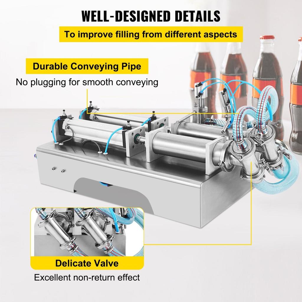 100–1000 ml pneumatische Flüssigkeitsfüllmaschine, zwei Düsen, Flaschenfüller für Flüssigkeit, Saftfüller für Flüssigkeit