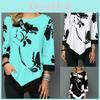 Cozy And Ultra-soft Ladies Long Sleeve Casual Loose T-shirt Floral Print