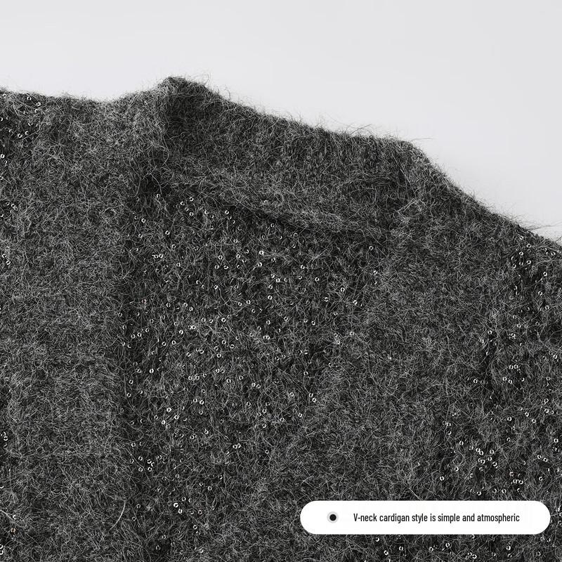 FivePlus Women's V-Neck Sequin Knit Alpaca Blend Cardigan