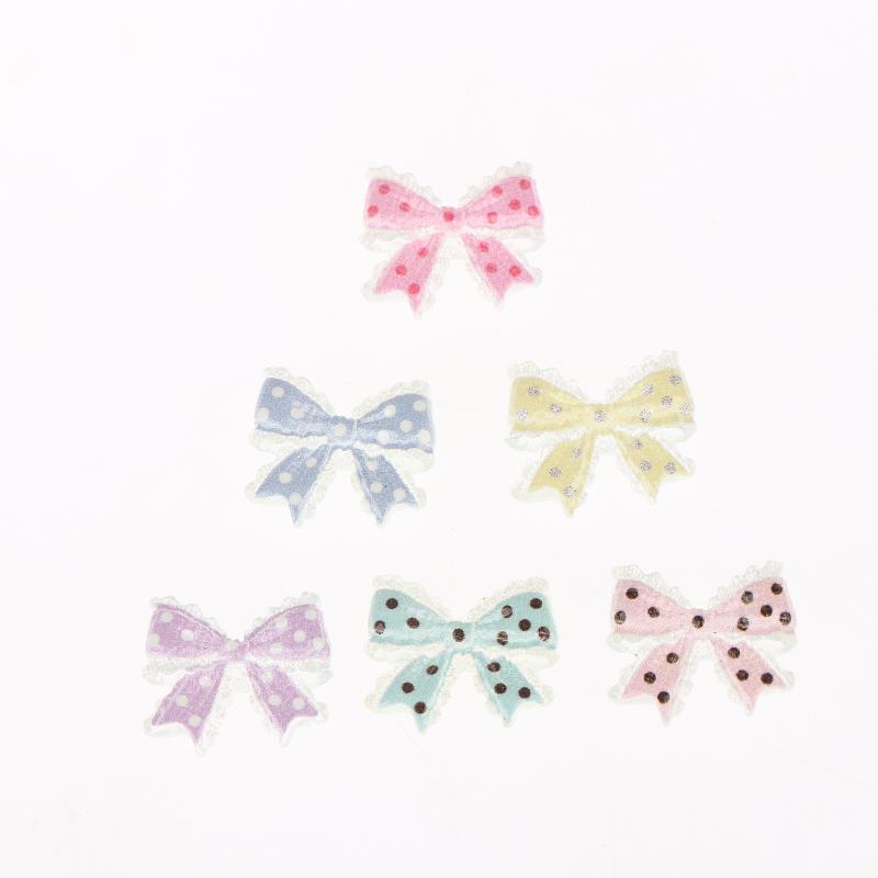 10PCS Planar Resin Bowknot Patches Small Dot Pattern for Scrapbook Diy Hairpin Decoration