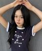 Loginaenloji Rogin N Rosie Lettering Ringer T-Shirt Navy