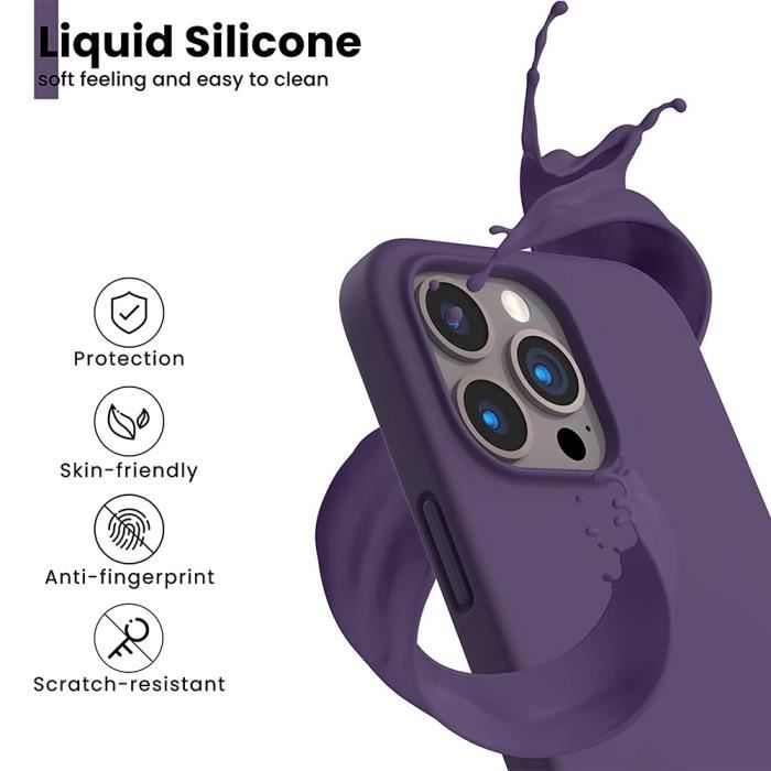 Coque - E.F.CONNECTION - iPhone 15 Pro - Silicone Violet Foncé - Antidérapante - Flexible