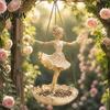 Outdoor Bird Feeder Ballet Dancer Hanging Feeder, Resin Ballerina Planter, Vintage with Metal Chain Decorative Dancing Girl Seeds Tray for Garden,