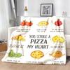 1pc Cozy Flannel Blanket with Whimsical Food Illustrations - Soft Polyester, Perfect for Birthdays, Anniversaries, and More, Birthday Gift Playful Des