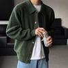 Men's Dark Green Lazy Knit Cardigan – Korean Casual Style.