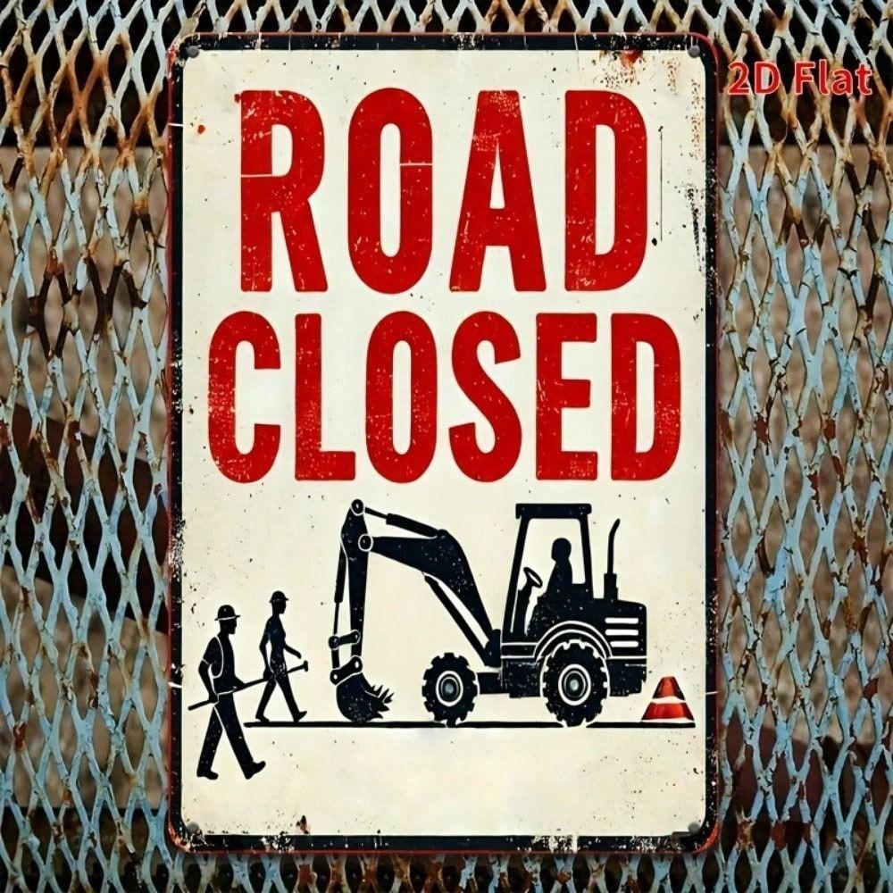 Metal Wall Art Retro Excavator Construction Poster for Bar Garage Decor