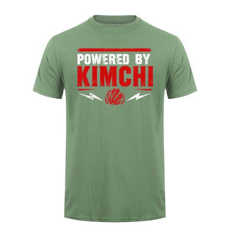 Funny Powered By Kimchi Shirt Unisex Korean BBQ Food Graphic Tee Spicy Kimchi Lover T Shirt Casual Streetwear Short Sleeve DA