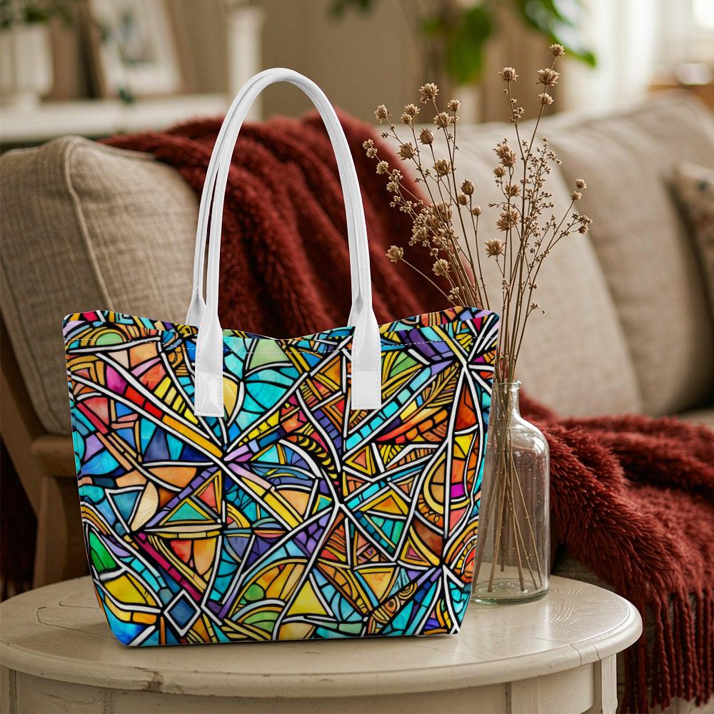 Colorful Geometric Stained Glass Style Casual Daily Tote Bag