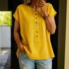 Women's Short-sleeved Plain-colored Button-up Blouse