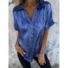 2026 European Summer Casual Loose Lapel Shirt for Women - Hot Stamping Short Sleeve Design