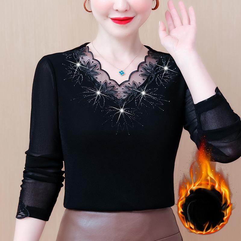 Jesienny top damski nowy z długim rękawem wewnętrzny w obcym stylu jesienna koszulka bazowa damska