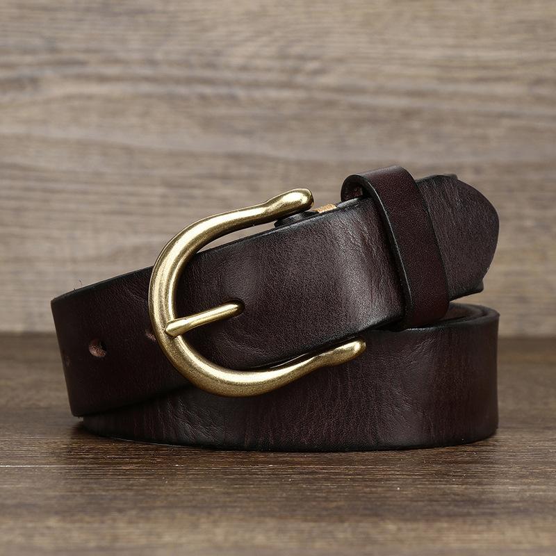 

Мужской ремень Мужской ремень из натуральной кожи Мужской повседневный ретро медная пряжка с язычком Глянцевый ремень из коровьей кожи первого слоя Джинсовый ремень 130CM [suitable for 180-100kg] темно-коричневого