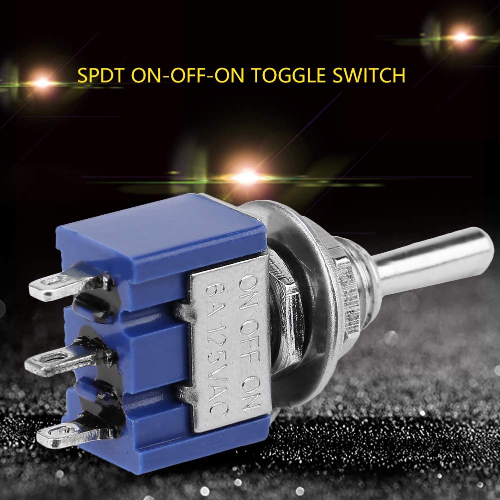 SPDT 10PCS ON-Off-ON Toggle Switch, 3-Position 3-Pin Rocker Switch 6mm 6A 125VAC