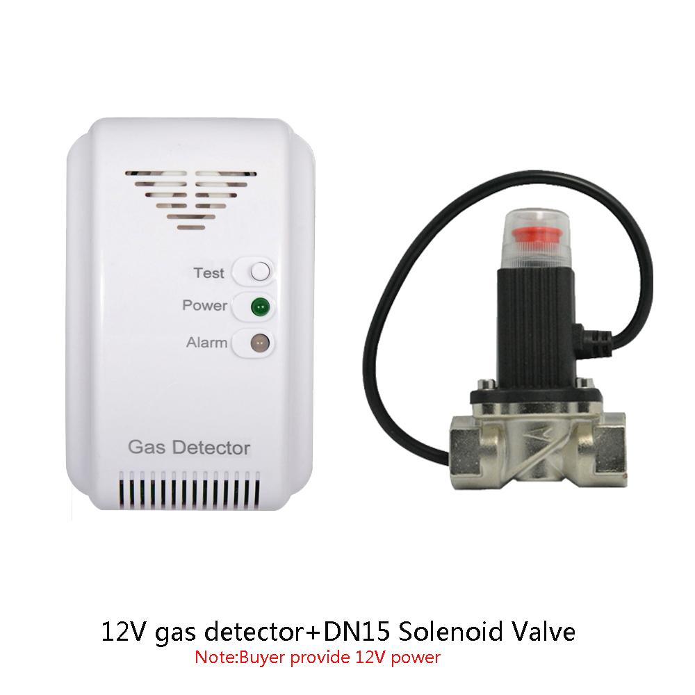 

1Pcs Home Security Alarm Wired Wall Mounted 12V Natural Gas Detector LPG Gas Sensor CH4 Leak Kitchen Combustible Gas Alarm add DN15