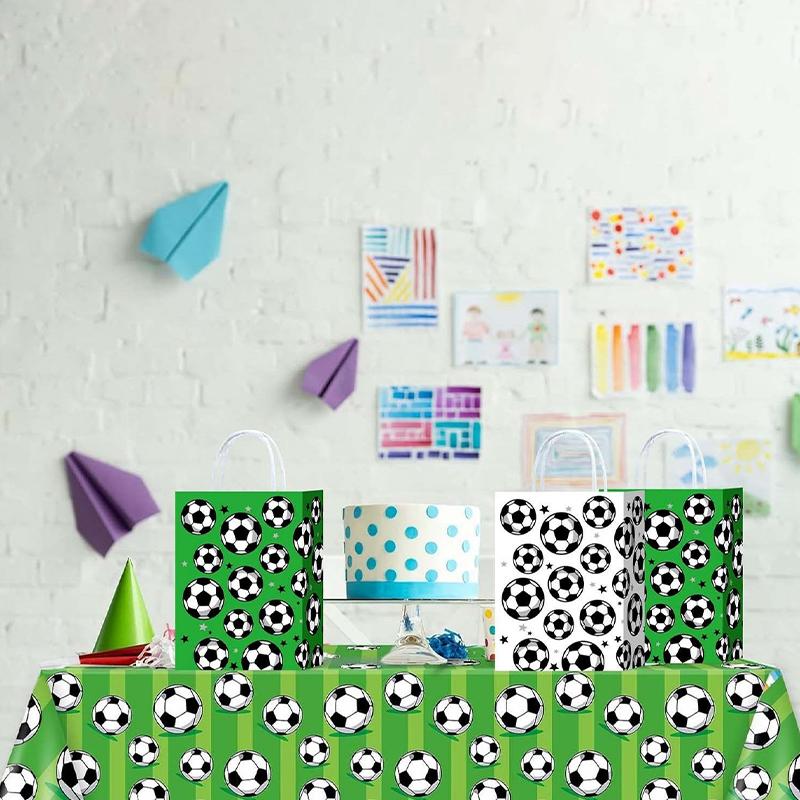 Football-Themed Tote Bag Party Football Pattern Gift Bag Sporty Shopping And Beverage Paper Bag