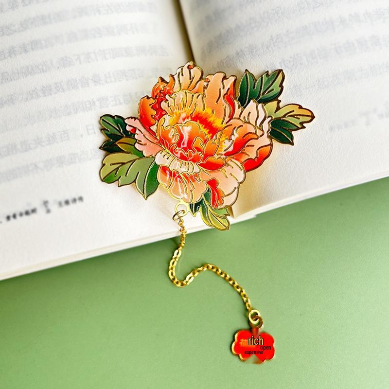 Металлическая закладка  Китайский пион  - Культурный подарок для учителей и студентов