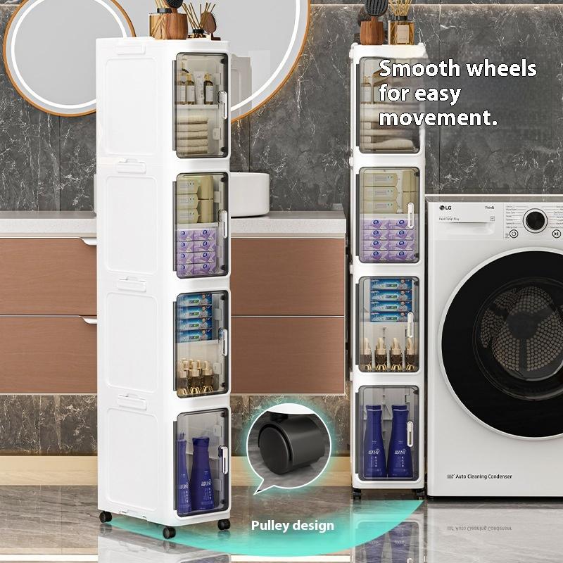 Folding Bathroom Storage Cabinet 1/2/3/4/5/6 Layers Rack Trolley Kitchen Bathroom Locker Children's Toy Folding Cabinet Narrow Cabinet