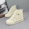 Fashion Women's 10cm Heel Thick Bottom Summer New Breathable Mesh High Top Sneakers Hole Design Lightweight Comfort