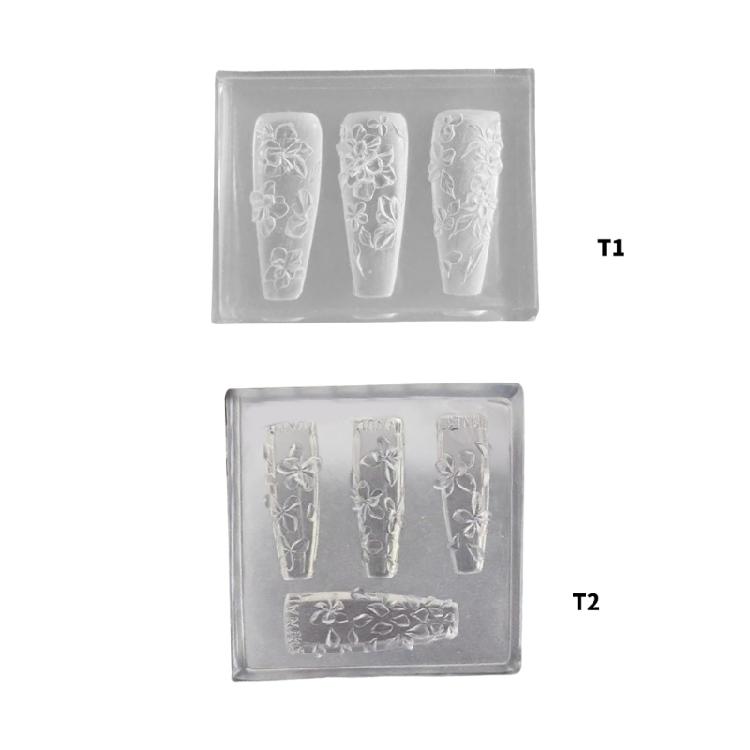 Multipurpose Nail Art Template Tool Stylish Silicone Nail Art Molds Embossing Carving Templates for Nail Enthusiasts