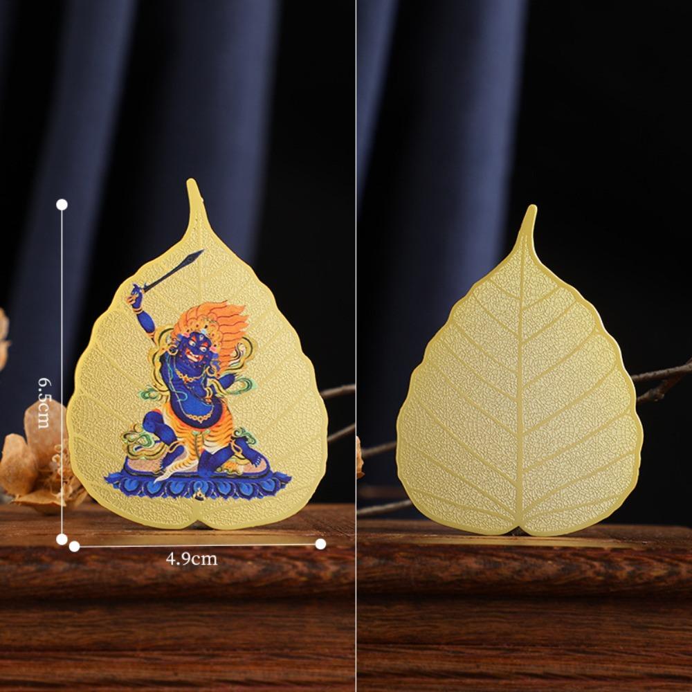 Chinese Feng Shui Copper Bodhi Leaf Twelve Zodiac Characters Sakyamuni Eight Guardian Gods Yellow God of Wealth Tara Guanyin