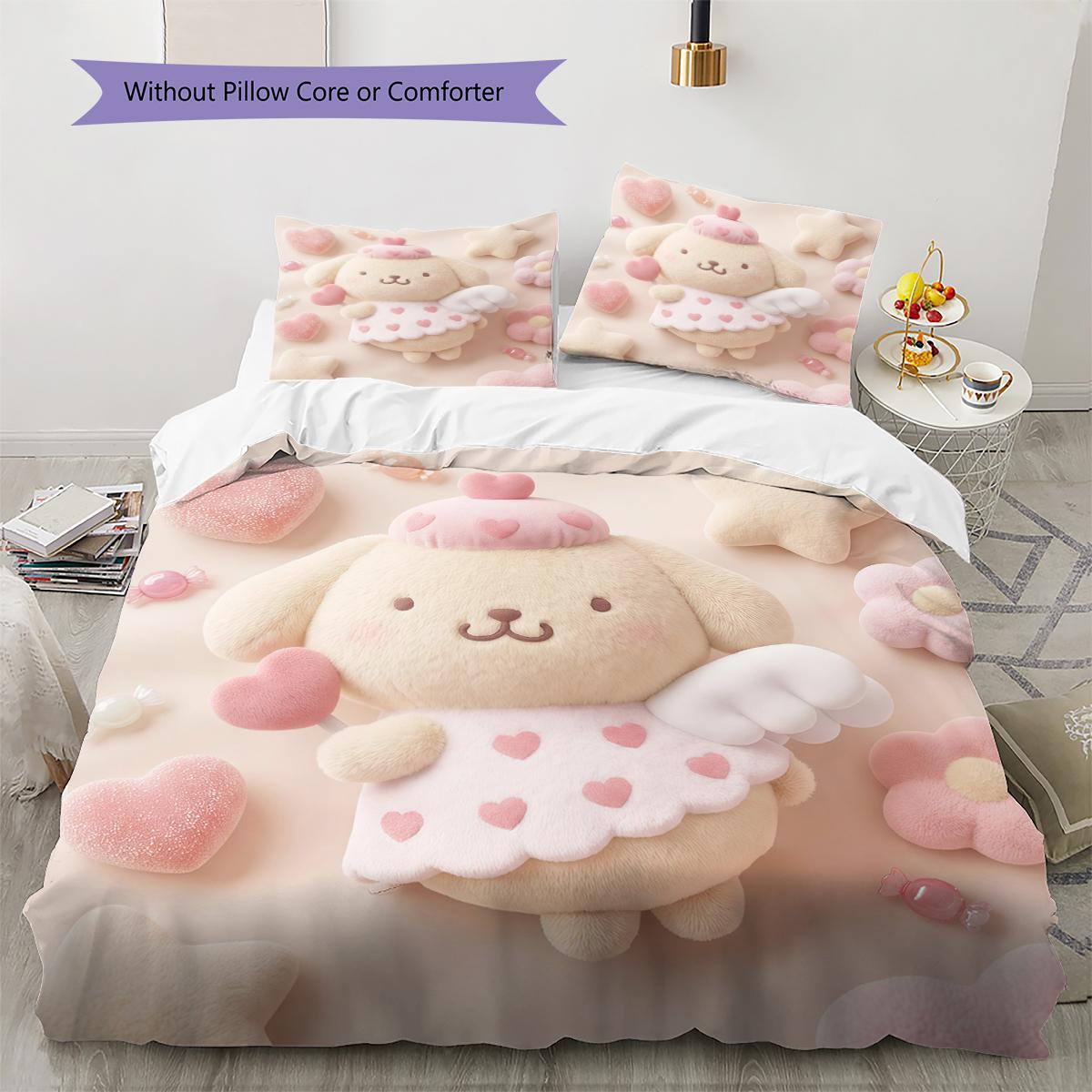 

Pompompurin Pattern Bedding,Quilt Set Quilt Cover Pillowcase Home Birthday Gift(1 * duvet cover + 2 * pillowcase, without core) 135x200cm