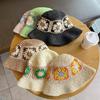 Women Sun Beach Crochet Flowers Hat Fisherman Hat Tourism Female Vacation Paper Straw Bucket Hat
