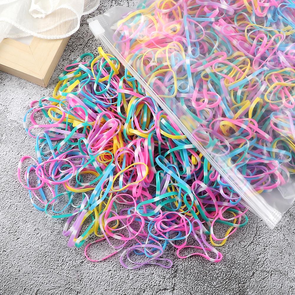1000 Stück/Set Mädchen Elastisches Scrunchie Bunte Haargummis für Kinder Frauen Gummiband Stirnband Pferdeschwanzhalter Haarschmuck Geschenk