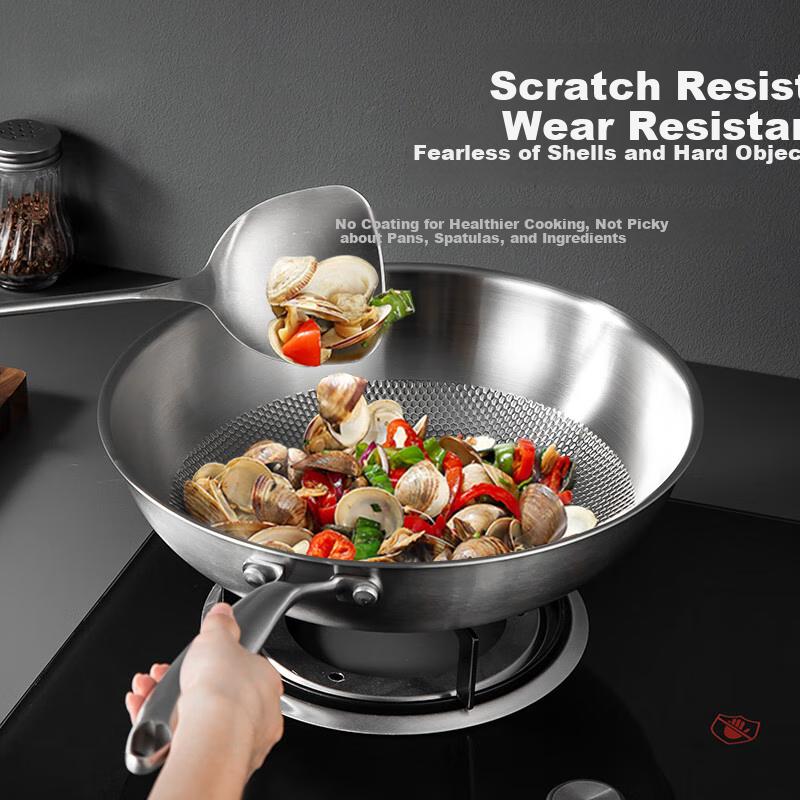 316 Stainless Steel Wok with Lid, 30cm Three-Layer Steel Pot, Compatible with Induction And Gas Stoves MCC2249