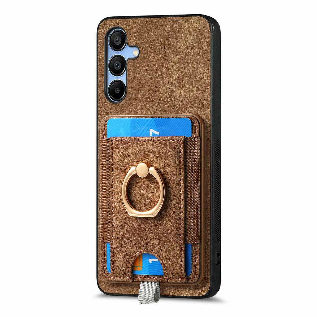 For Samsung Galaxy A16 4G/5G Magnetic Case Card Holder Ring Kickstand PU Leather Phone Back Cover