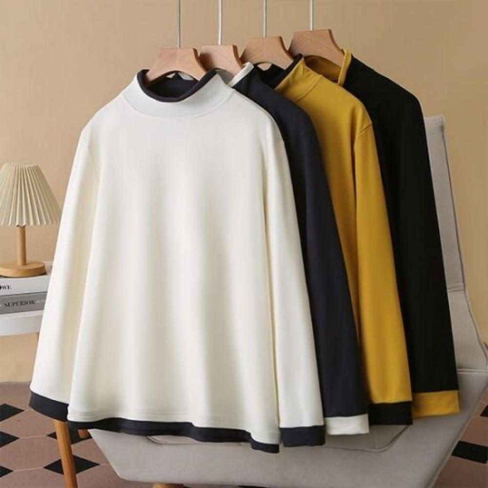 Navava NT3138 Basic Daily Inner Color Blocked TurTleneck Long Sleeve T shirT