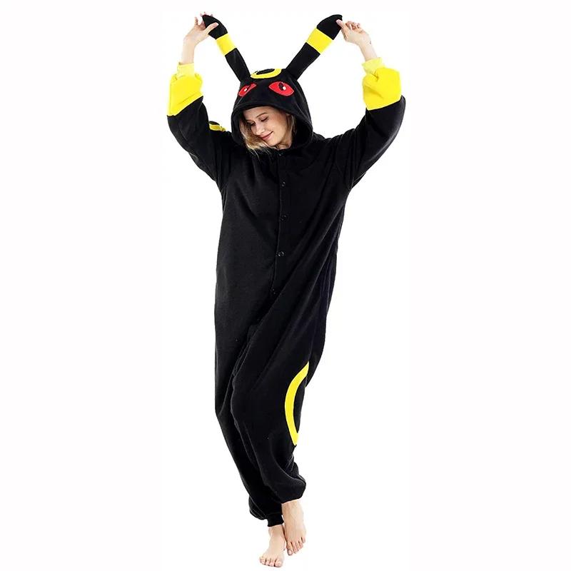 Adult Umbreon Kigurumi Onesie Pajamas Fleece Animal Women Halloween Party Cosplay Costume Pyjamas Shoes