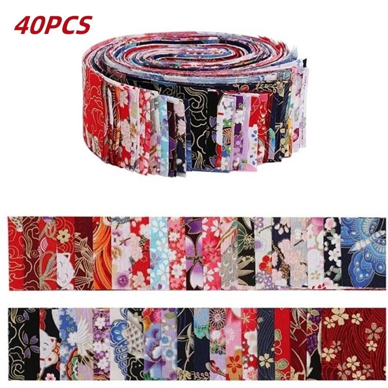 40Pcs Jelly Roll Strips for Patchwork Sewing Quilting Material Wrapping Cloth Japanese DIY Craft Fabric Cotton Fabric