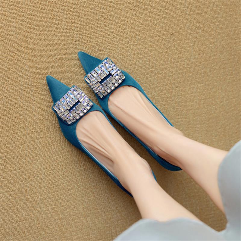 Fashion New Spring/Summer Sheep Suede Women Pumps Shoes for Women Fashion Rhinestone Pointed Toe Shoes High Heels Office Women's Shoes