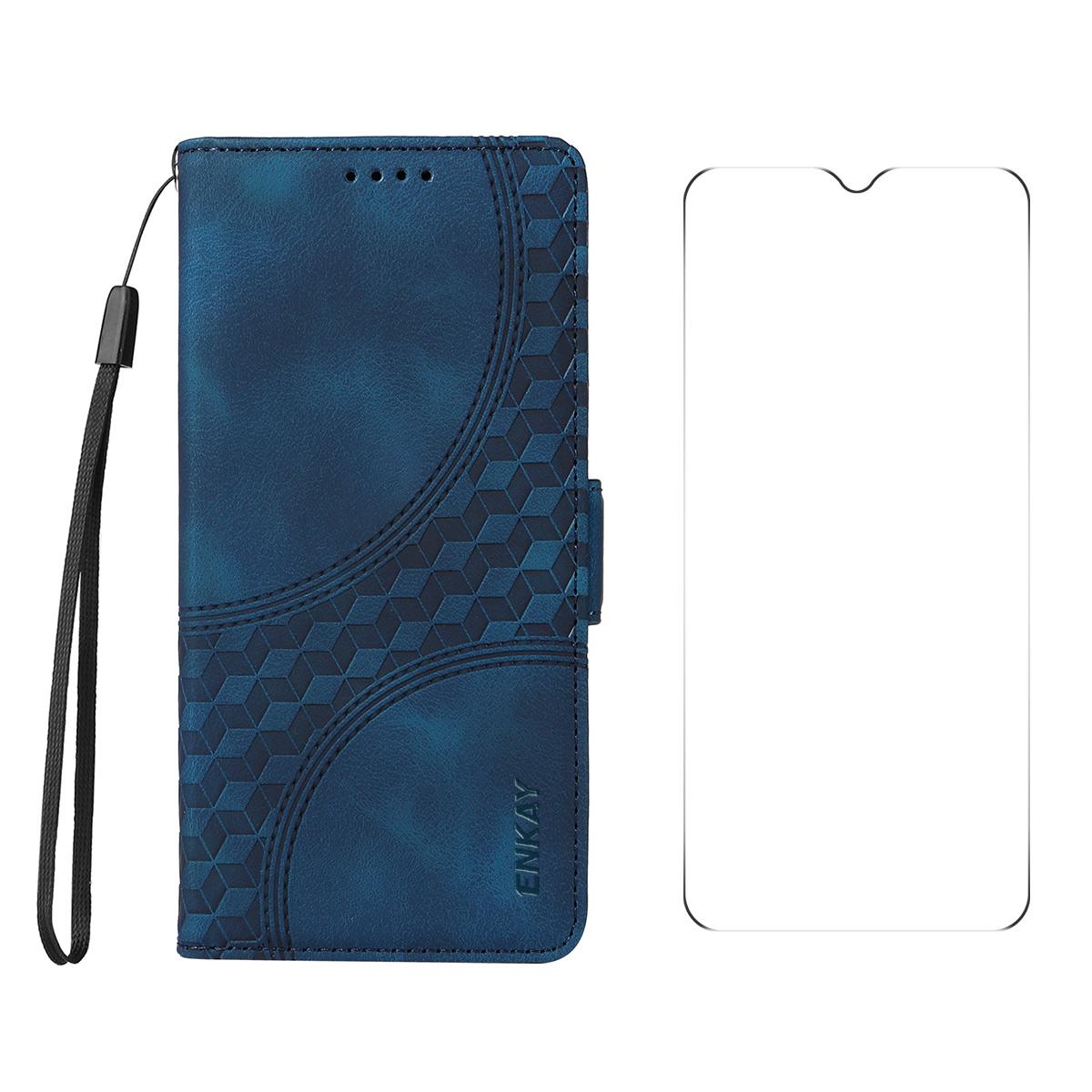 

Для Xiaomi Poco C75 4G/Redmi 14R 5G/14C 4G Чехол-кошелек ENKAY Imprint из ПУ кожи, чехол-подставка для телефона с закаленным стеклом B