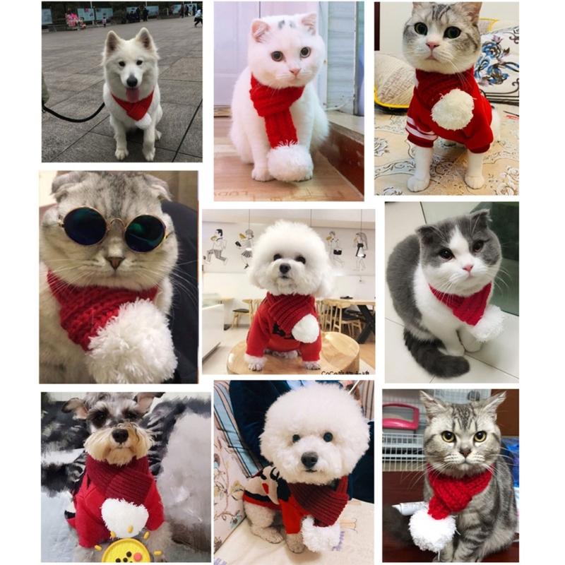 Pet Dog Scarf Christmas Knitted Scarf Creatively Winter Warm Pet Scarf Kitten Dog Scarf New Year Windproof Clothes