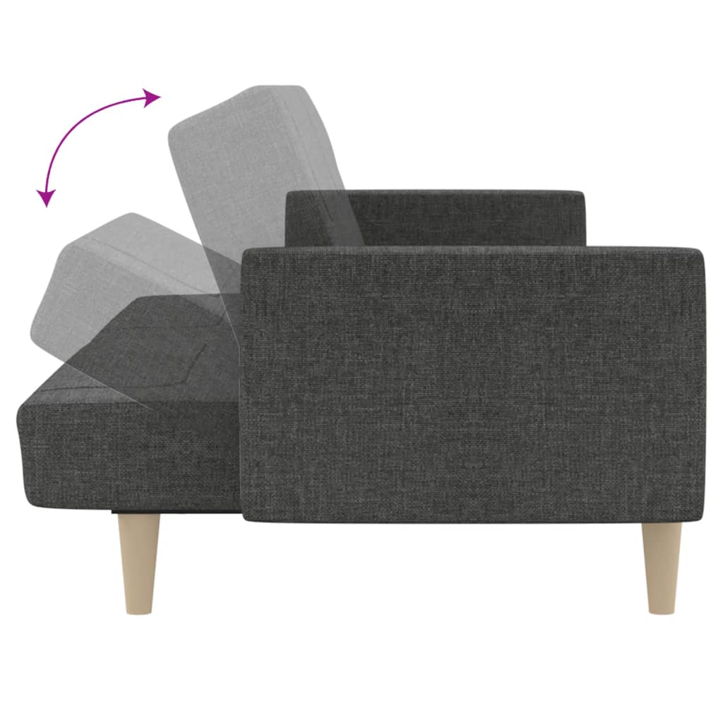 2 Seater Sleeper Sofa in Dark Gray Fabric