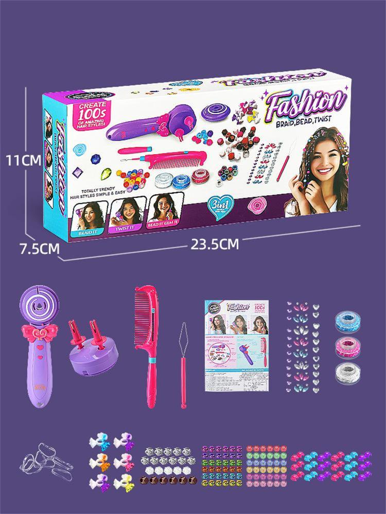 Diy Hairdressing Tools 3-In-1 Magic Electric Braiding Machine Jewelry Beads Dress Up Pretend Play Toys Gifts