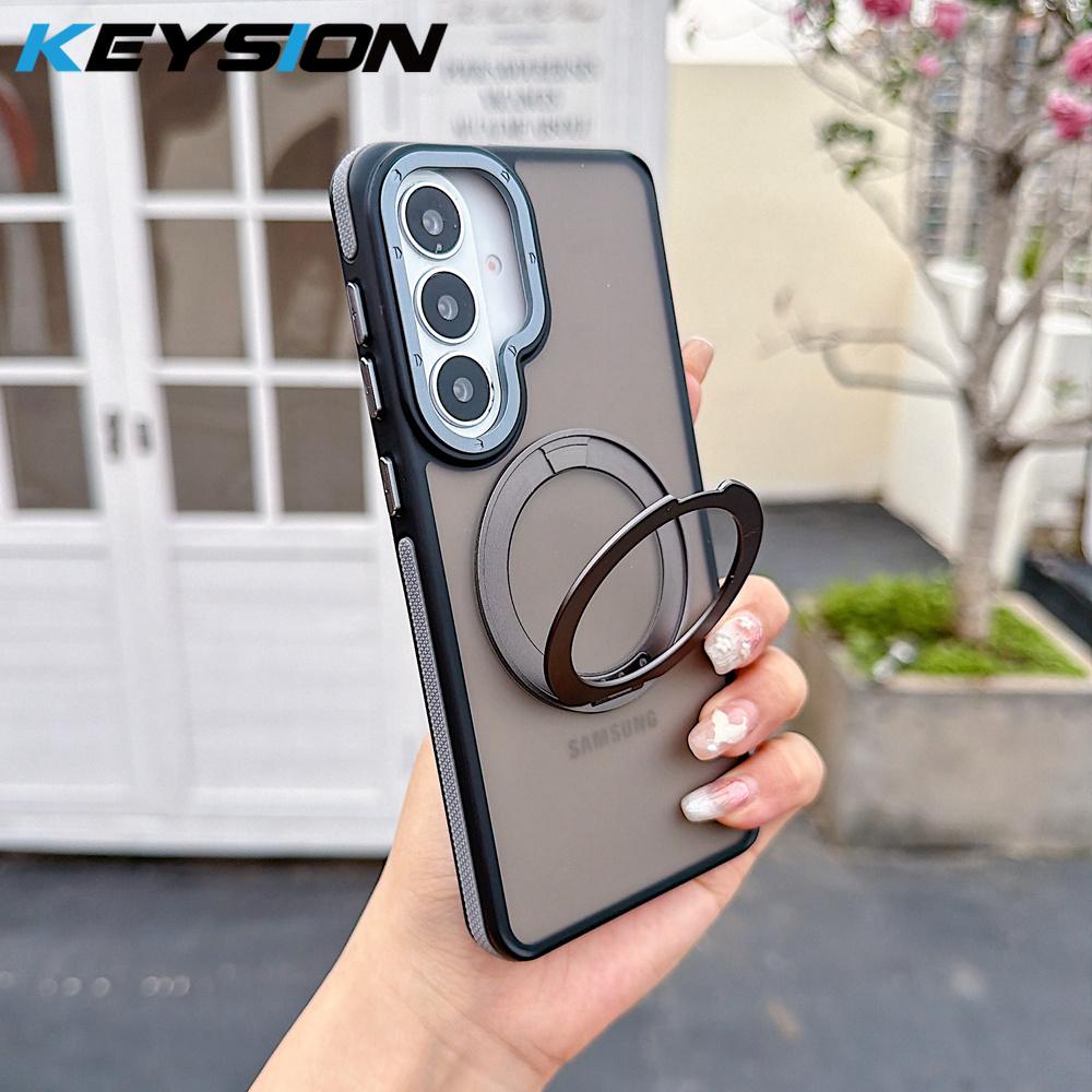 KEYSION Custodia Magnetica Traslucida Opaca per Telefono per Samsung Galaxy S25 S26 Ultra 5G S26+ Supporto ad Anello Rotante a 360° Copertura Antiurto