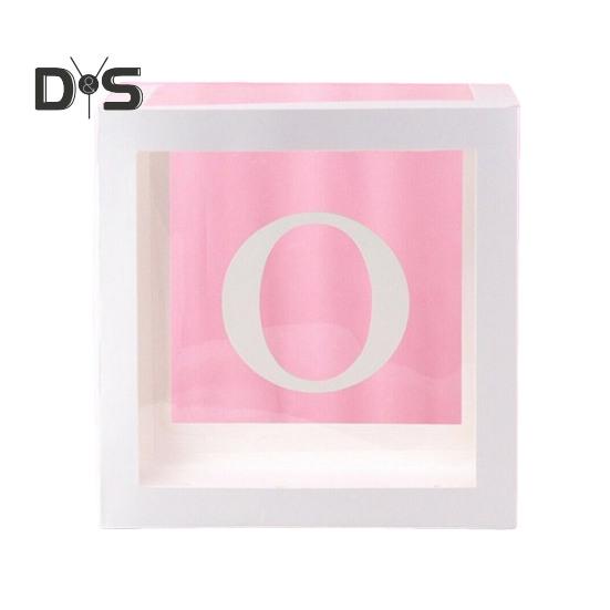 Balloon Box Reusable Clear Paper Box with Letter Stackable DIY Assembly 25 X 25cm Cube Box for Graduation Wedding Birthday Party Decor