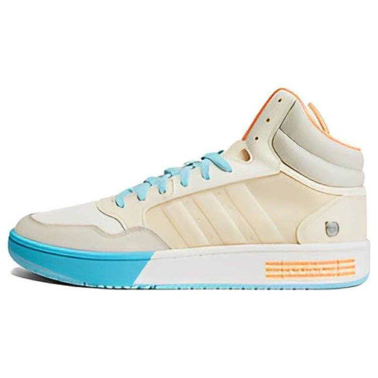 Adidas Neo Hoops 3.0 Mid Slip Resistant Durable High Top Skate Shoes Unisex Sneakers Gray Blue Orange HP9946