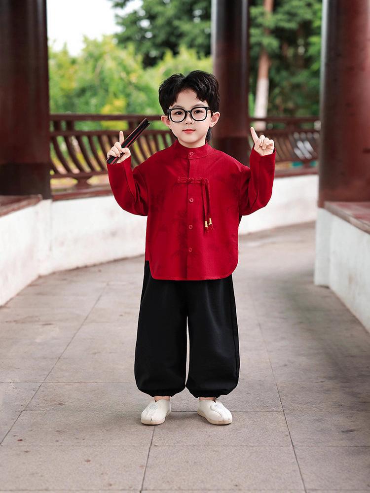 Boys' Hanfu Tang Suit: Autumn/Spring Ancient Style Performance Outfit