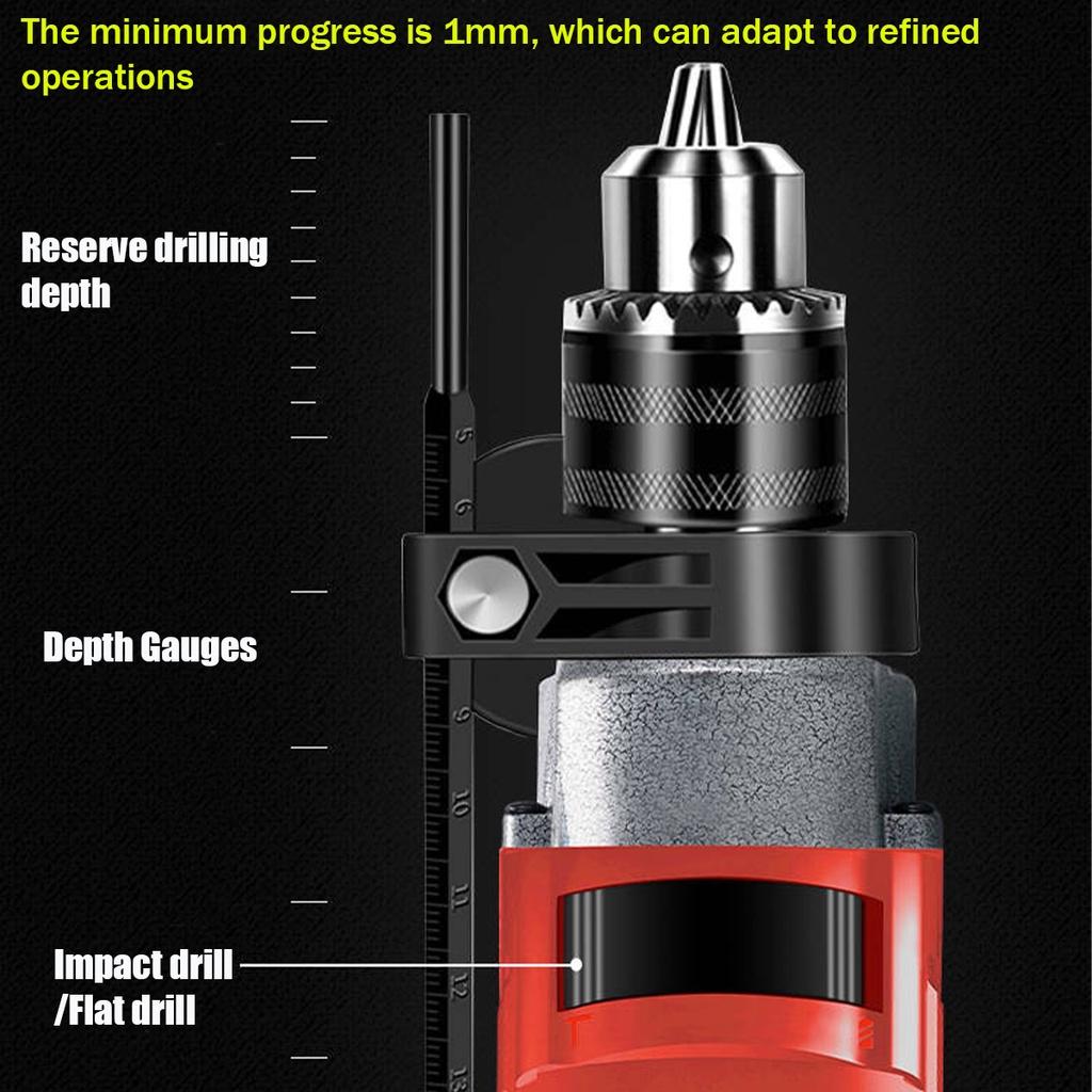 3000RPM Electric Handheld Impact Drill 220V Flat Drill Guns Hand Drills Torque Driver 220V with Wrench Measuring Scale 2000W