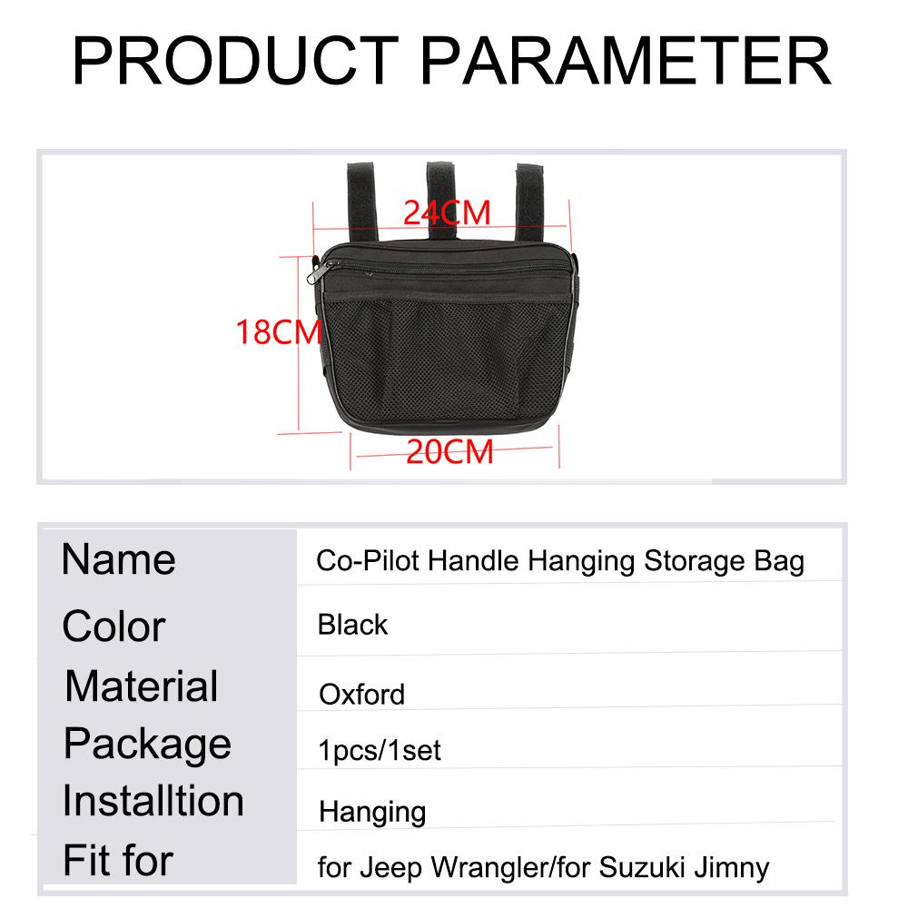 Co-pilot Armrest Storage Bag Organizer for Suzuki Jimny for Jeep Wrangler TJ JK JL JT Stowing Tidying Car Interior Accessories