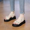 Sandálias femininas novo verão plataforma Velcro casual versátil sola macia sapatos de praia sandálias